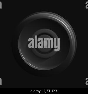 Dark Black Target Icon. Isolated Round 3D Button. Vector illustration Stock Vector