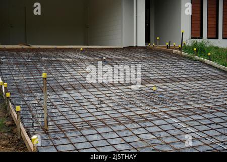 Iron wire mesh for concreting floors of buildings and driveways Stock Photo