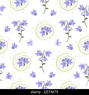 Bellflower seamless pattern, cute colorful illustration Stock Vector