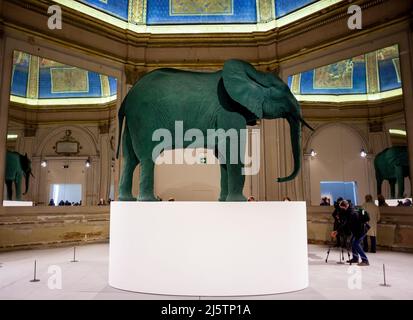 VENICE, ITALY - April 20: Katharina Fritsch, Elephant, 1987. Installation view in the Central Pavilion of the 59th Venice biennale on April 20, 2022 Stock Photo