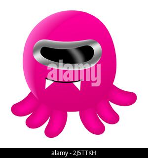 cute faced pink octopus Stock Vector