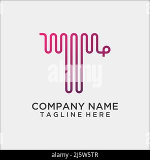 Letter T wire logo design Stock Vector