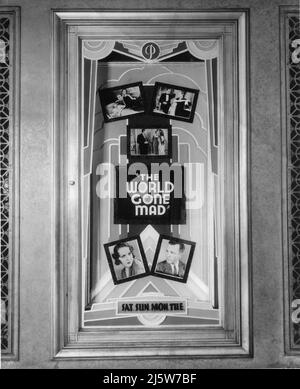 Movie Theatre Lobby Display for MARY BRIAN NEIL HAMILTON and EVELYN BRENT in THE WORLD GONE MAD 1933 director CHRISTY CABANNE Larry Darmour Productions / Majestic Pictures Stock Photo