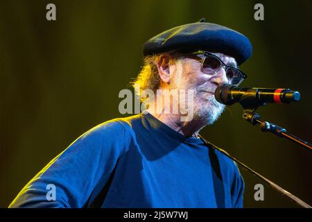 April 23, 2022, Napoli, NA, Italy: Live concert at the Palapartenpe in Naples by Fracncesco de Gregori, Cantaute Italiano was born in Rome on April 4, 1951. Among the most important Italian singer-songwriters of all time, [1] in his songs musically meet various sounds, from rock to songwriting , with sometimes references also to popular music, while in the lyrics there is a wide use of synaesthesia and metaphor, often of not immediate interpretation, with passages of intimist, literary-poetic and ethical-political inspiration in which references to current events and history. (Credit Image: © Stock Photo