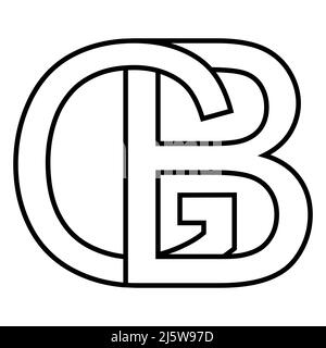 Logo sign gb bg icon, nft gb interlaced letters g b Stock Vector