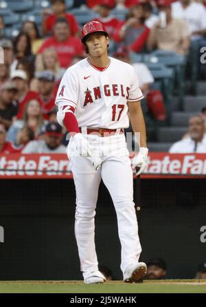 Anaheim, California. 25/04/2022, The Los Angeles Angels' Shohei