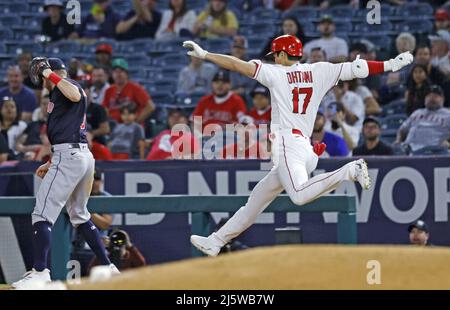 Anaheim, California. 25/04/2022, The Los Angeles Angels' Shohei