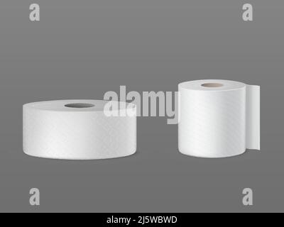 Perforated toilet paper rolls, disposable kitchen towels, wiper for dust cleaning 3d realistic vector isolated on white background. Household and hygi Stock Vector