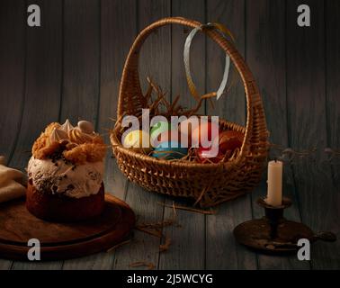 Colored easter eggs with flowers Stock Photo - Alamy