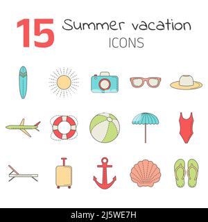 A simple set of summer vacation icons Stock Vector