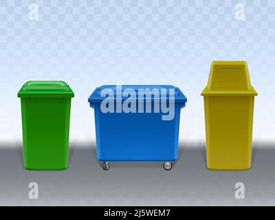 Set of colored garbage bins trash cans for different types of waste vector  illustration isolated on white background Stock Vector Image & Art - Alamy