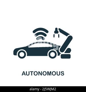 Driverless Car icon. Monochrome simple line Future Technology icon for ...
