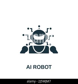 Ai Robot icon. Monochrome simple Artificial Intelligence icon for templates, web design and infographics Stock Vector
