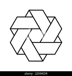 Abstract hexagonal shape line icon. Star of David symbol. Impossible geometric figure with overlapping elements. Sacred geometry. Logo design template Stock Vector