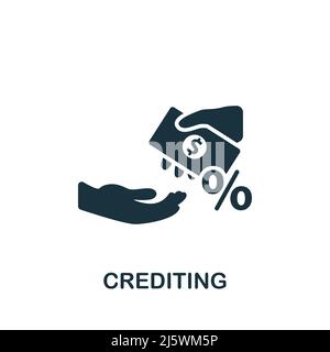 Crediting icon. Monochrome simple Banking icon for templates, web ...
