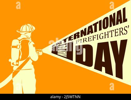 International firefighters day concept. Firefighter silhouette vector illustration, as a banner, poster or template for international firefighters day Stock Vector