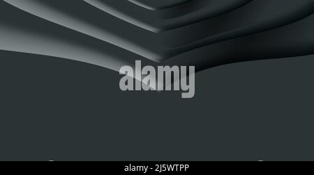3d volume wave creating abstract backdrop, play of light and shadow, monochrome black Stock Vector