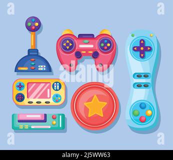six video game icons Stock Vector