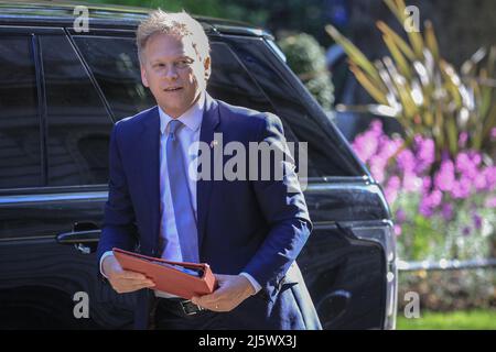 London, UK. 26th Apr, 2022. Grant Shapps MP, Secretary of State for Transport. Ministers attend the weekly cabinet meeting in Downing Street, today dubbed by some as a 'crisis cabinet meeting' due to the ongoing news around the so called 'partygate', war in Ukraine and cost of living crisis issues to be addressed. Credit: Imageplotter/Alamy Live News Stock Photo