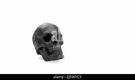 skull black in profile isolated on white background with shadow Stock Photo