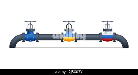 Transportation, delivery, transit of natural gas or petroleum on pipeline between supplier and importer. Gas control equipment. Natural gas supplies Stock Vector