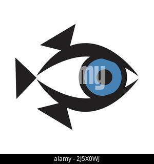 Fish eye icon vector sign and symbol isolated on white background Stock Vector