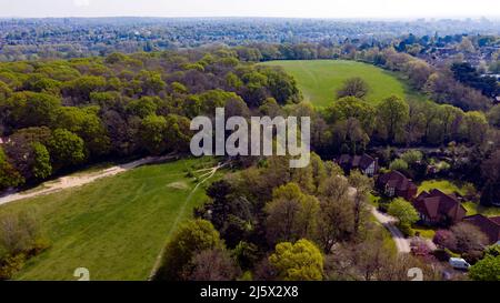 Aerial View of a section of Beckenham Place Park, Lewisham Stock Photo