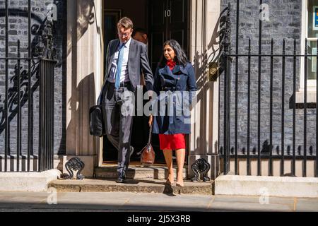 London UK,  26 April 2022.  Simon Clarke,  Chief Secretary to the Treasury and Suella Braverman, Attorney General   leave 10 Downing Street after the cabinet meeting. Credit: amer ghazzal/Alamy Live News Stock Photo