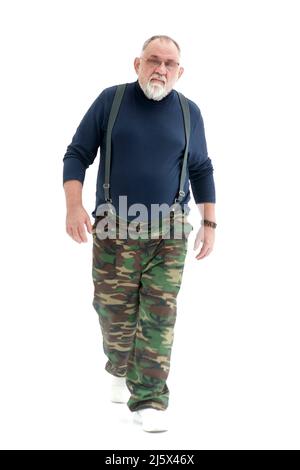 Man walking - isolated over a white background Stock Photo