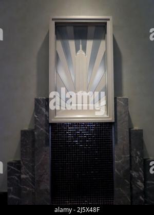 Art Deco Empire State Building sign, located in the foyer of The Empire Stae Building, New York City, NY, USA Stock Photo