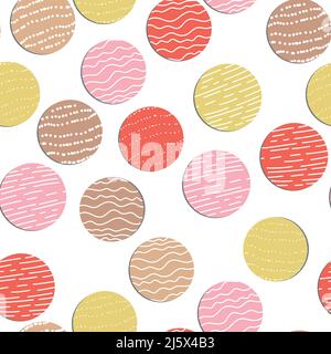 Abstract hand drown polka dots background. White dotted seamless pattern with color circles. Template design for invitation, poster, card, flyer Stock Vector