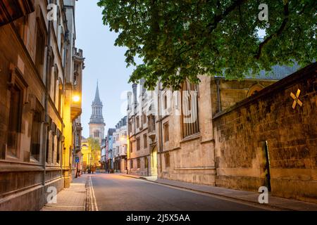 Turl street and All Saints Church in the early morning. Oxford, Oxfordshire, England Stock Photo