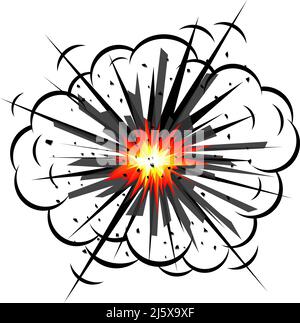 Explosion with flying pieces. Vector template on transparent background Stock Vector