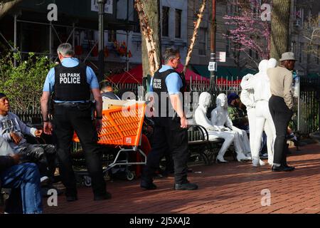 United States Park Police at Stonewall National Monument in the Greenwich Village neighborhood in New York, April 22, 2022. Stock Photo