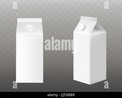 White cardboard pack for milk or juice with cap front and side view. Vector  mockup of realistic blank gable top package boxes of drink, beverage isola  Stock Vector Image & Art -