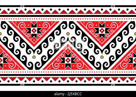 Hutsul Pisanky - traditional Ukrainian Easter eggs vector seamless pattern or long border inspired by folk art from Ukraine Stock Vector