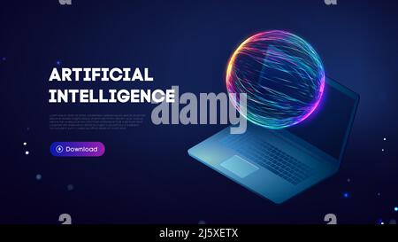 Ai digital brain. Artificial intelligence digital technology background. Stock Vector