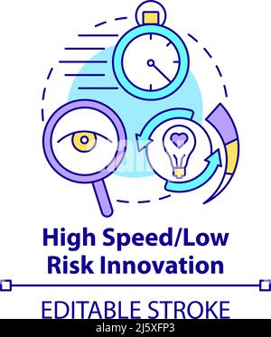 High speed and low risk innovation concept icon Stock Vector