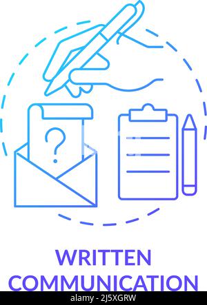 Written communication blue gradient concept icon Stock Vector