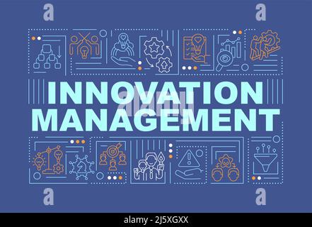 Innovation management system word concepts dark blue banner Stock Vector