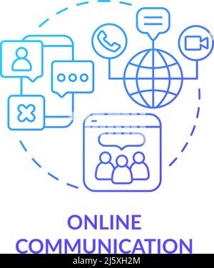 Online communication blue gradient concept icon Stock Vector