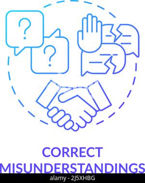 Correct misunderstandings blue gradient concept icon Stock Vector