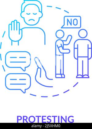 Protesting blue gradient concept icon Stock Vector