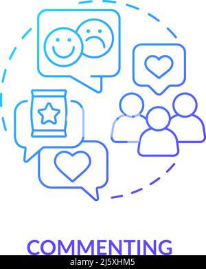 Commenting blue gradient concept icon Stock Vector