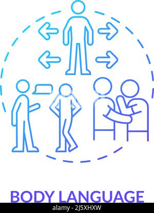 Body language blue gradient concept icon Stock Vector