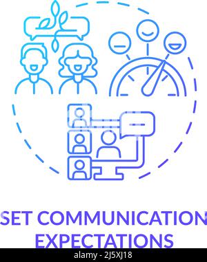Set communication expectations blue gradient concept icon Stock Vector