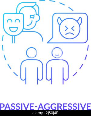 Passive-aggressive blue gradient concept icon Stock Vector