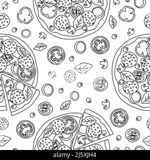 Trendy vector pizza pattern for pizzeria Stock Vector