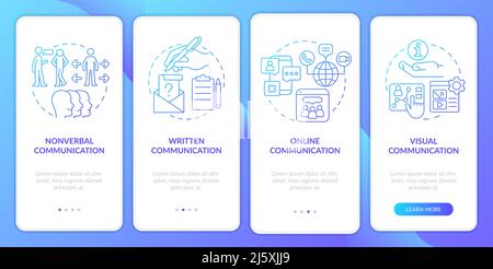 Communication forms blue gradient onboarding mobile app screen Stock Vector