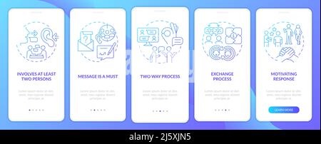 Communication aspects blue gradient onboarding mobile app screen Stock Vector